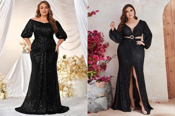 لباس مجلسی مشکی برای زنان چاق