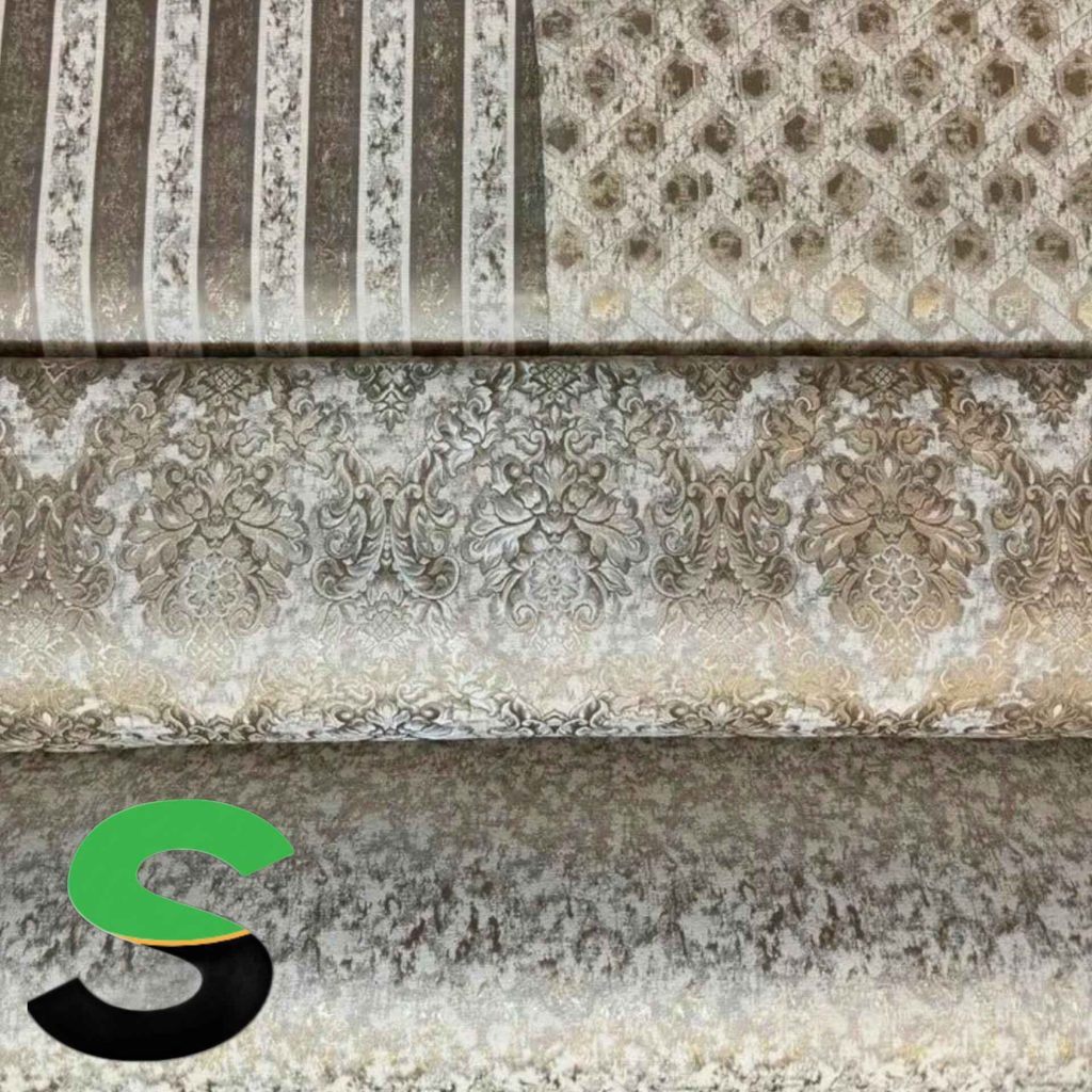 پارچه مبلی شانل طرح فایزر رنگ بژ زیتونی طلایی